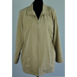 London Fog Women's Beige Tan Coat Jacket Sz Medium Drawstring Waist - No Hood